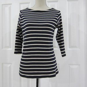LL Bean Navy/Off White Stripe Pop On Sweater SizeS